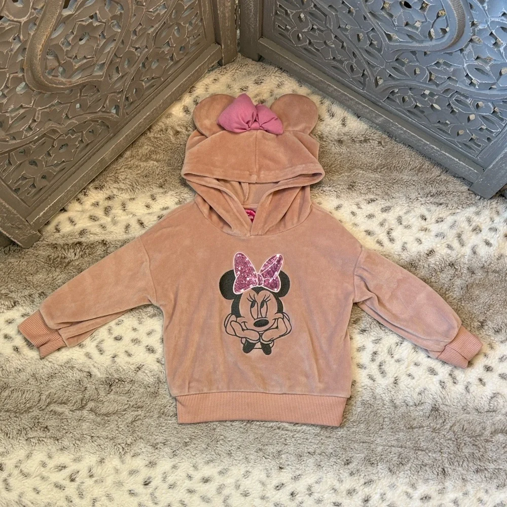 Disney Minnie Mouse pink fleece hoodie baby girls 18 months sparkly girlhoodcore